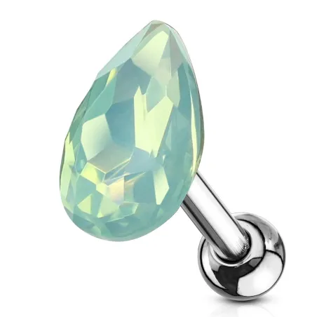 Piercing cartilage hélix larme cristal opaline verte