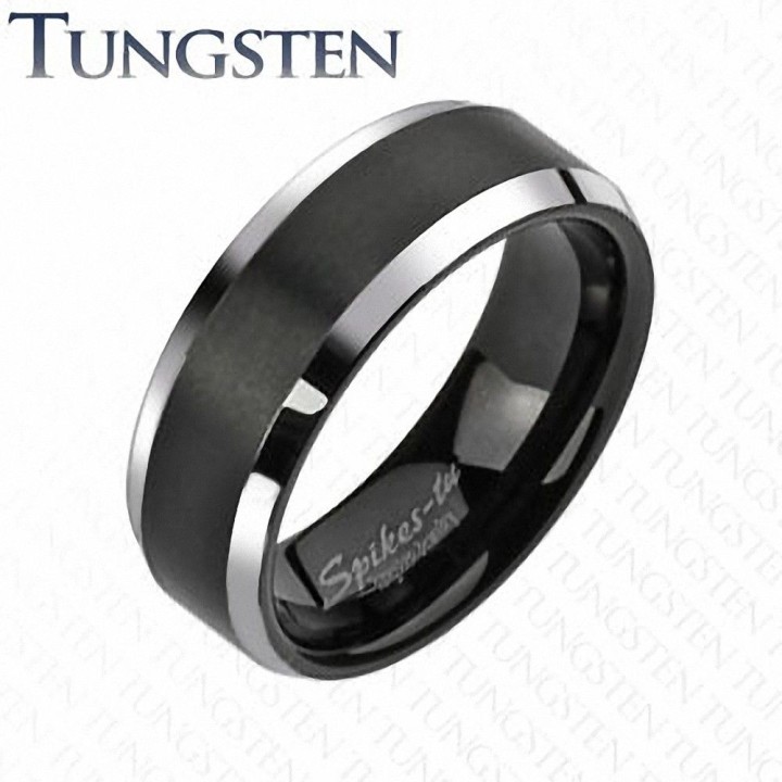 Bague Tungstène Noire Brossé - Bague homme et femme en tungstene