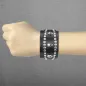 Bracelet homme en cuir noir trois skulls clous Bracelet homme en cuir noir trois skulls clous
