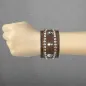 Bracelet homme en cuir marron trois skulls clous Bracelet homme en cuir marron trois skulls clous