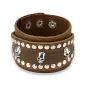Bracelet homme en cuir marron trois skulls clous Bracelet homme en cuir marron trois skulls clous
