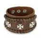 Bracelet homme en cuir marron trois croix de fer Bracelet homme en cuir marron trois croix de fer
