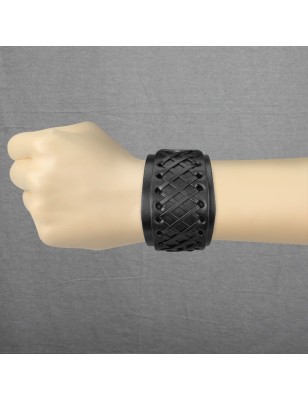 Bracelet homme en cuir noir noué de croix