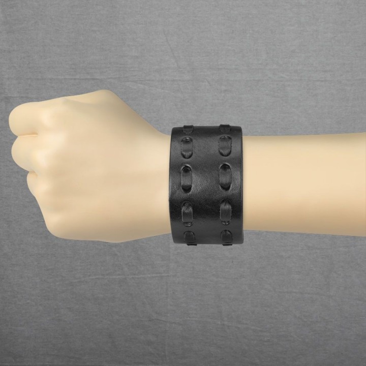 Bracelet homme en cuir noir à double couture