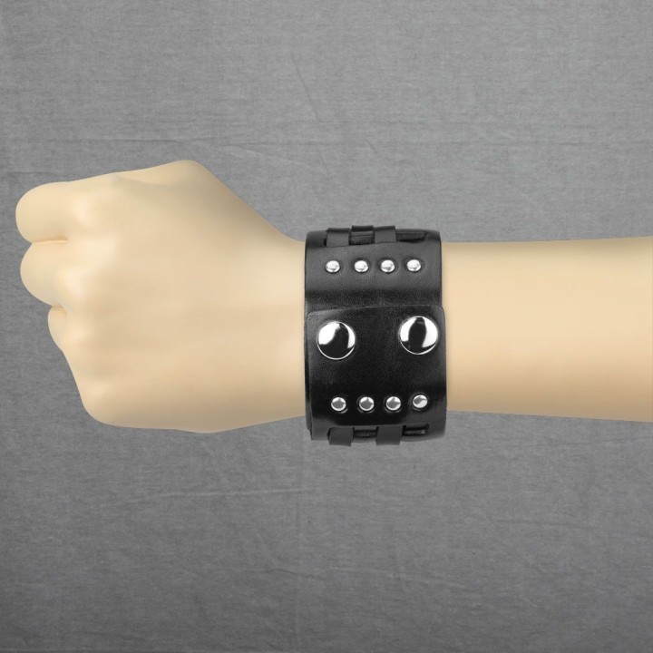 Bracelet homme en cuir noir à damier tissé