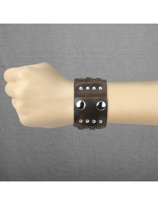 Bracelet homme en cuir marron à damier tissé