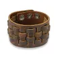Bracelet homme en cuir marron à damier tissé Bracelet homme en cuir marron à damier tissé