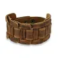 Bracelet homme en cuir marron à centre noué rectangulaire Bracelet homme en cuir marron à centre noué rectangulaire