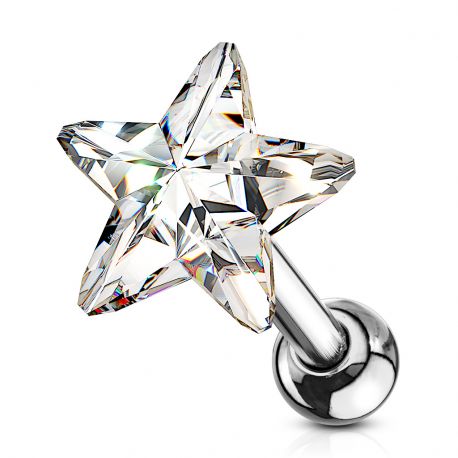 Piercing cartilage hélix étoile cristal blanc