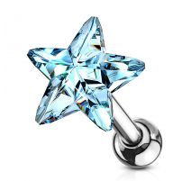 Piercing cartilage hélix étoile cristal bleu clair