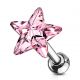 Piercing cartilage hélix étoile cristal rose