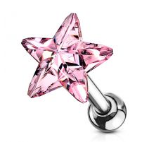 Piercing cartilage hélix étoile cristal rose