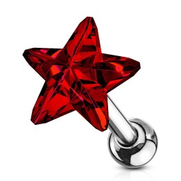 Piercing cartilage hélix étoile cristal rouge