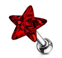 Piercing cartilage hélix étoile cristal rouge