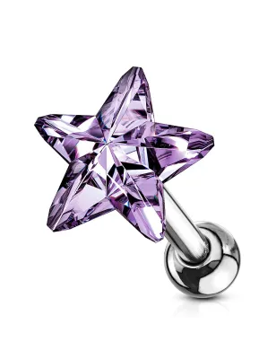 Piercing cartilage hélix étoile cristal tanzanite