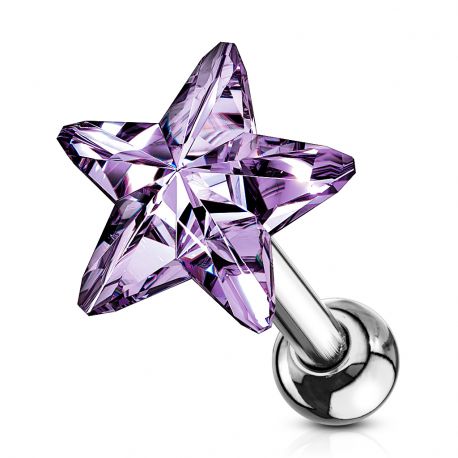 Piercing cartilage hélix étoile cristal tanzanite
