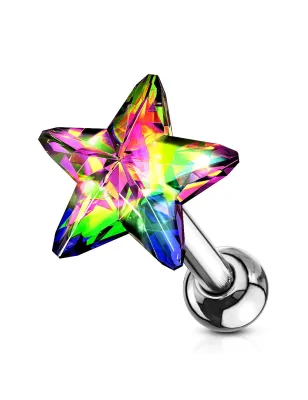 Piercing cartilage hélix étoile cristal vitrail léger