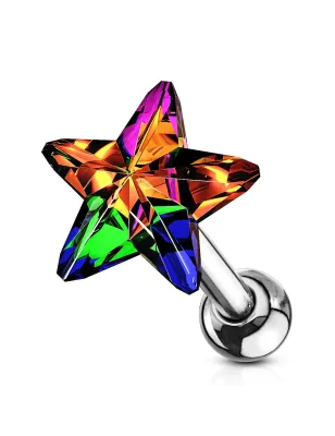 Piercing cartilage hélix étoile cristal vitrail moyen