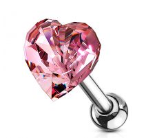 Piercing cartilage hélix coeur cristal rose