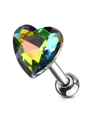 Piercing cartilage hélix coeur cristal vitrail moyen