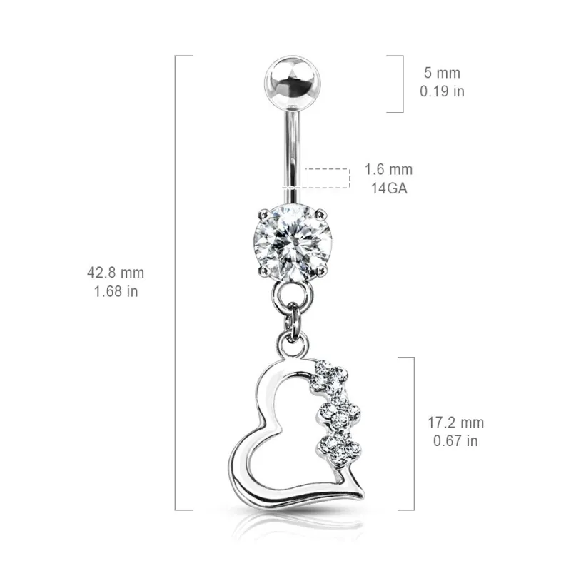 Piercing nombril Titanium Pendentif Coeur