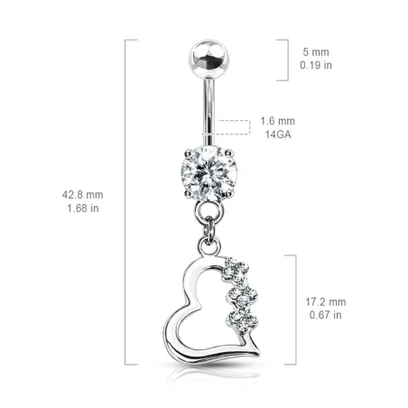 Piercing nombril Titanium Pendentif Coeur