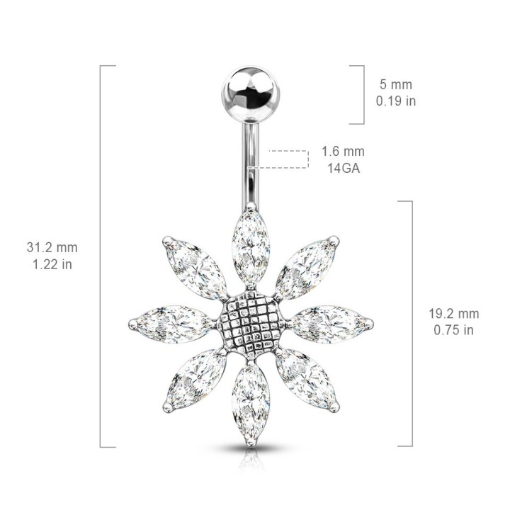 Piercing nombril titane fleur