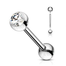 Piercing Barbell Langue acier chirurgical Strass
