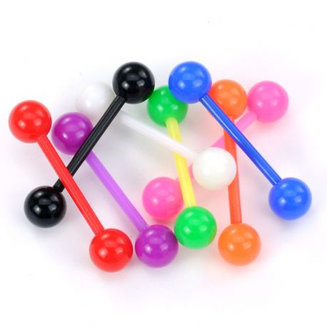 Lot de 8 piercing langue Bioflex boules colorées