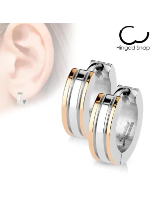 Paire Boucles d'oreille Anneaux 2 Tons Argenté - Café