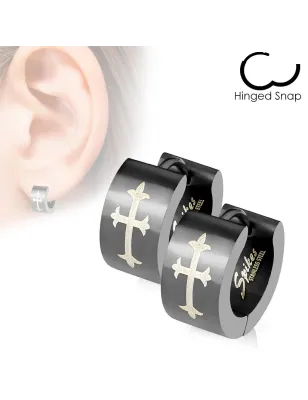 Paire boucles d'oreille homme croix gothique