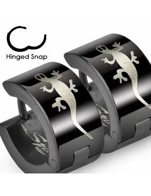 Paire boucles d'oreille homme lézard