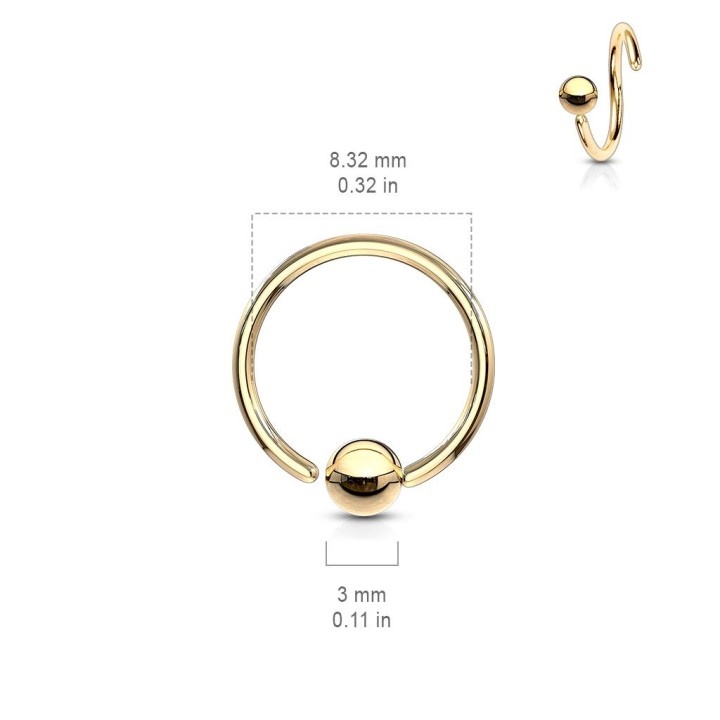 Piercing anneau boule fixée