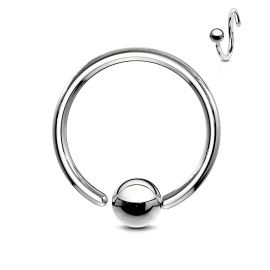 Piercing anneau acier boule fixée