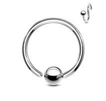 Piercing anneau acier boule fixée