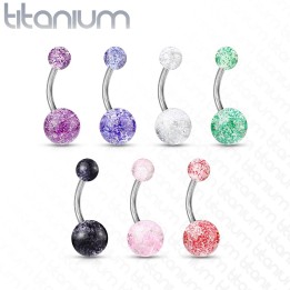 Piercing nombril Titane G23 Boules Ultra Glitter