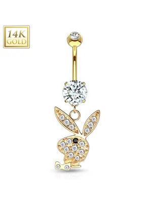 Piercing nombril Playboy pendentif Or 14K