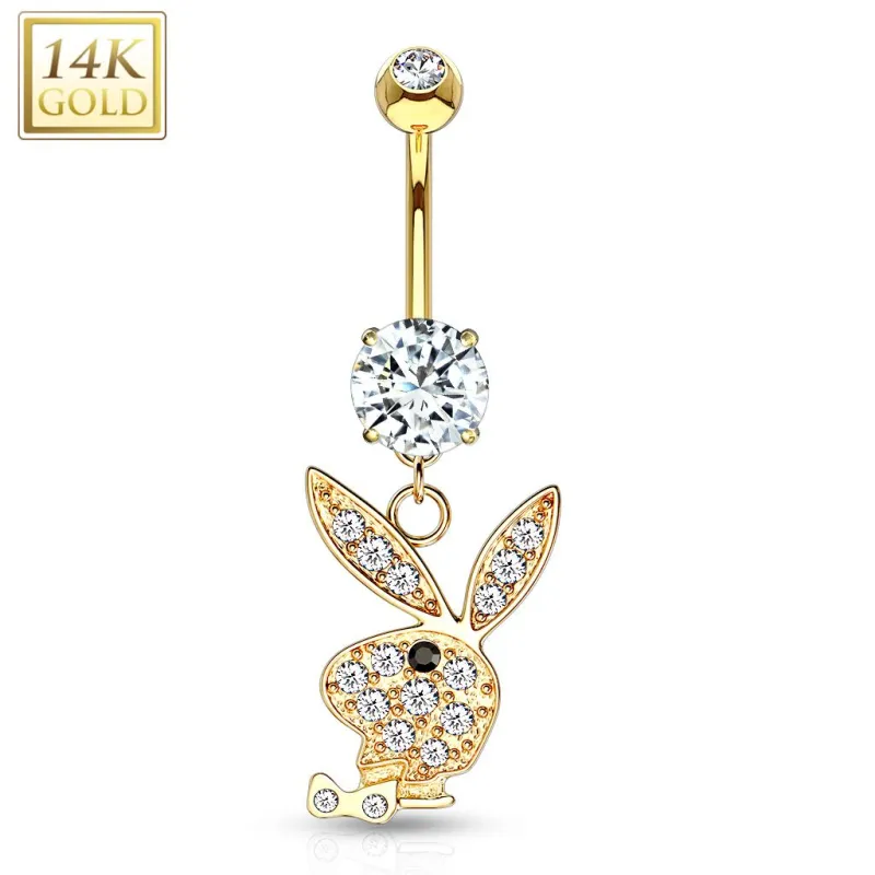 Piercing nombril Playboy pendentif Or 14K