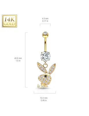 Piercing nombril Playboy pendentif Or 14K