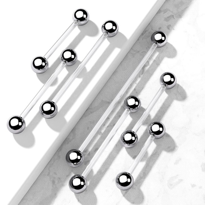 Piercing Barbell Surface Bioplast Boules Acier  - Bijou Piercing Langue