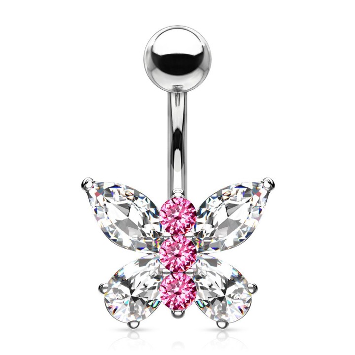 Piercing nombril acier chirurgical Papillon 2 Tons