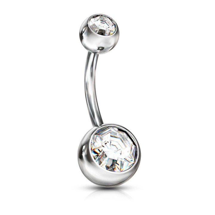 Piercing nombril Acier Chirurgical Double Strass