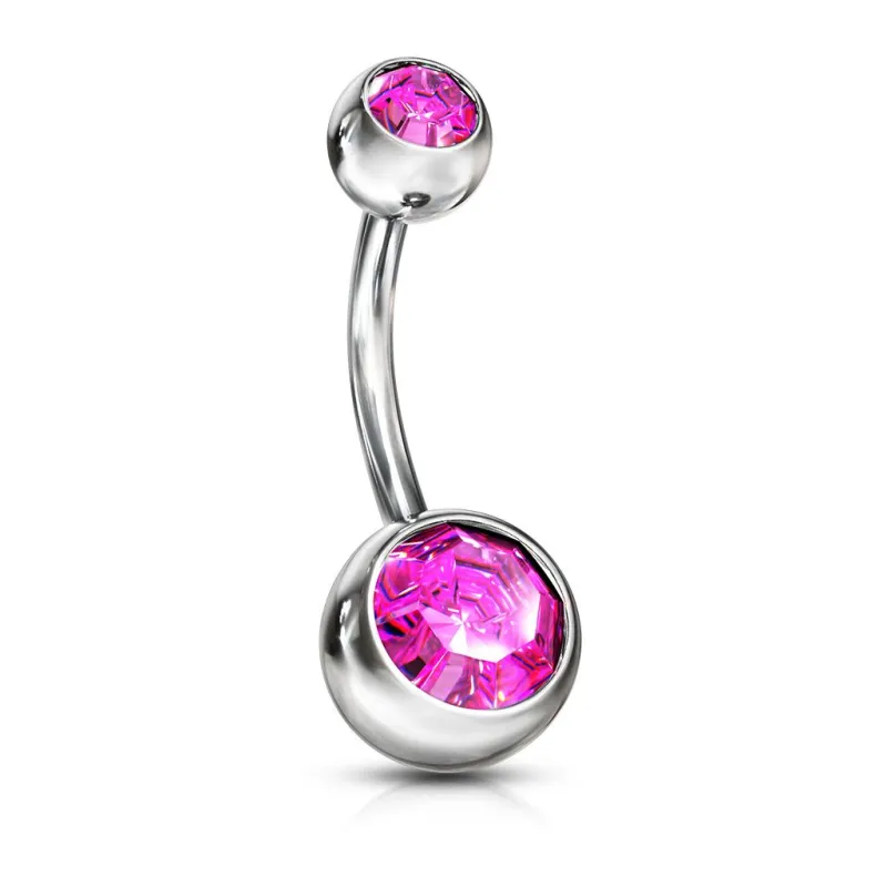 Piercing nombril Acier Chirurgical Double Strass Piercing nombril Acier Chirurgical Double Strass