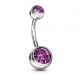 Piercing nombril Acier Chirurgical Double Strass
