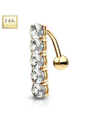 Piercing nombril inversé Or jaune 14 carats