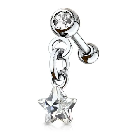 Piercing cartilage hélix pendentif étoile cristal blanc