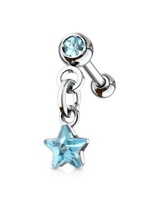 Piercing cartilage hélix pendentif étoile cristal turquoise