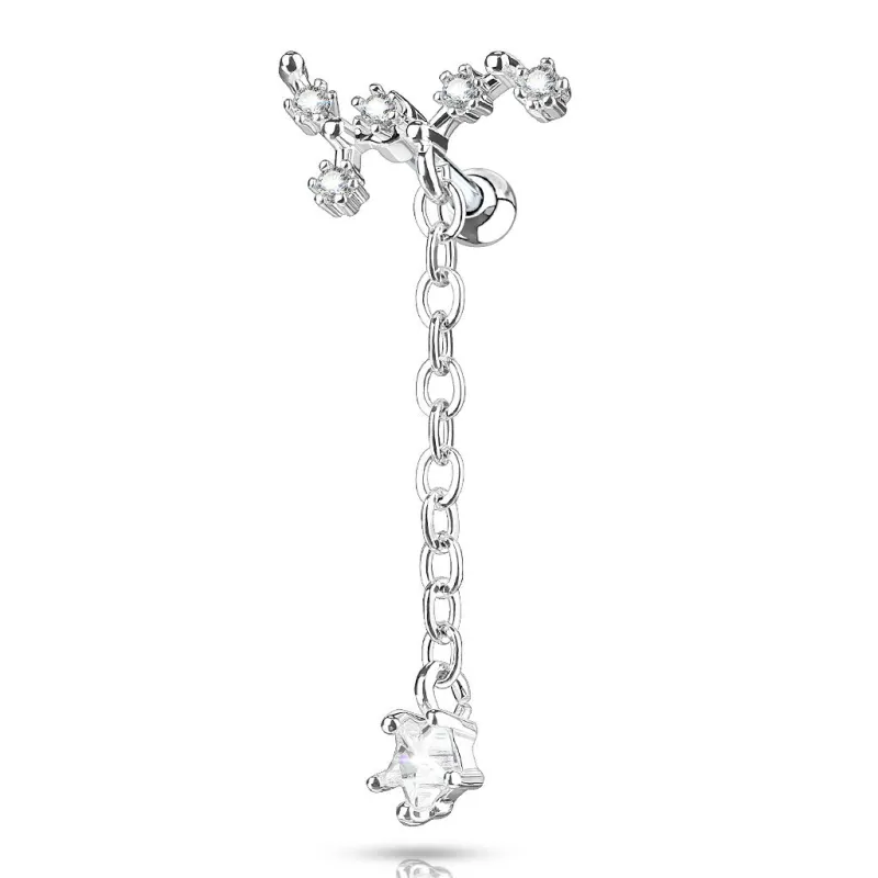 Piercing cartilage hélix vigne pendentif chaine