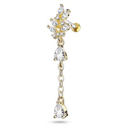 Piercing cartilage hélix feuille pendentif chaine plaqué or
