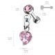 Piercing cartilage hélix pendentif coeur cristal rose